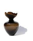 Handmade vase – Blown glass & wood (29×24 cm) – Smoke