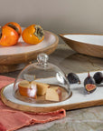 Γυάλινο Καπάκι Τυριού με Ξύλινη Βάση από Mango Wood