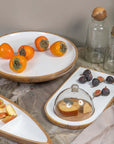 Γυάλινο Καπάκι Τυριού με Ξύλινη Βάση από Mango Wood